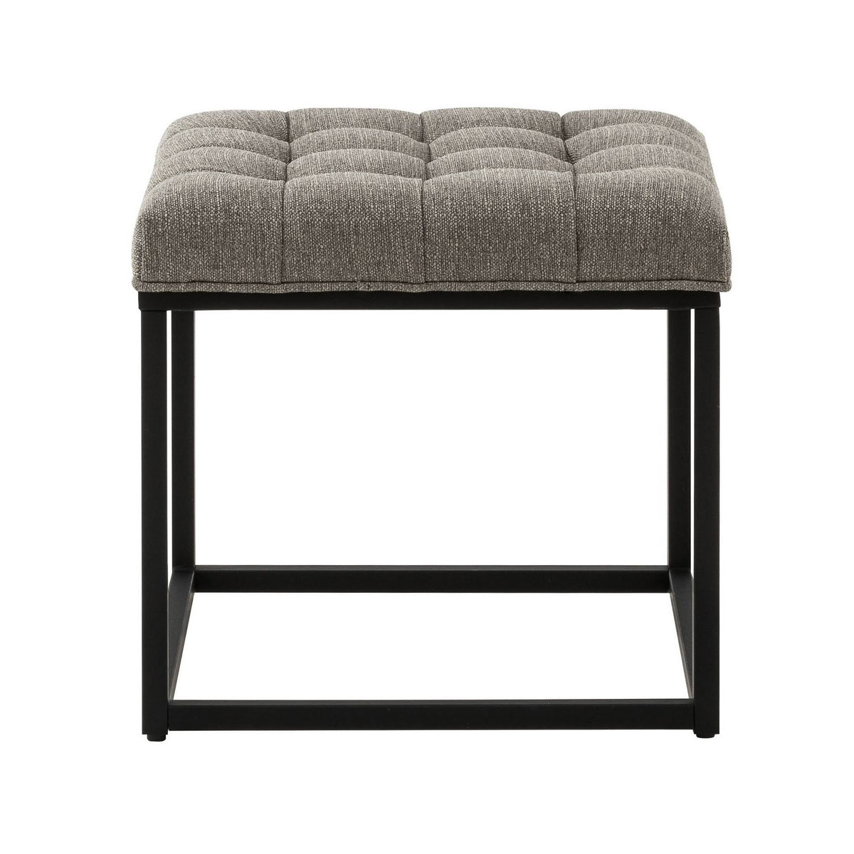 Grey Button Tufted Metal Ottoman U1933
