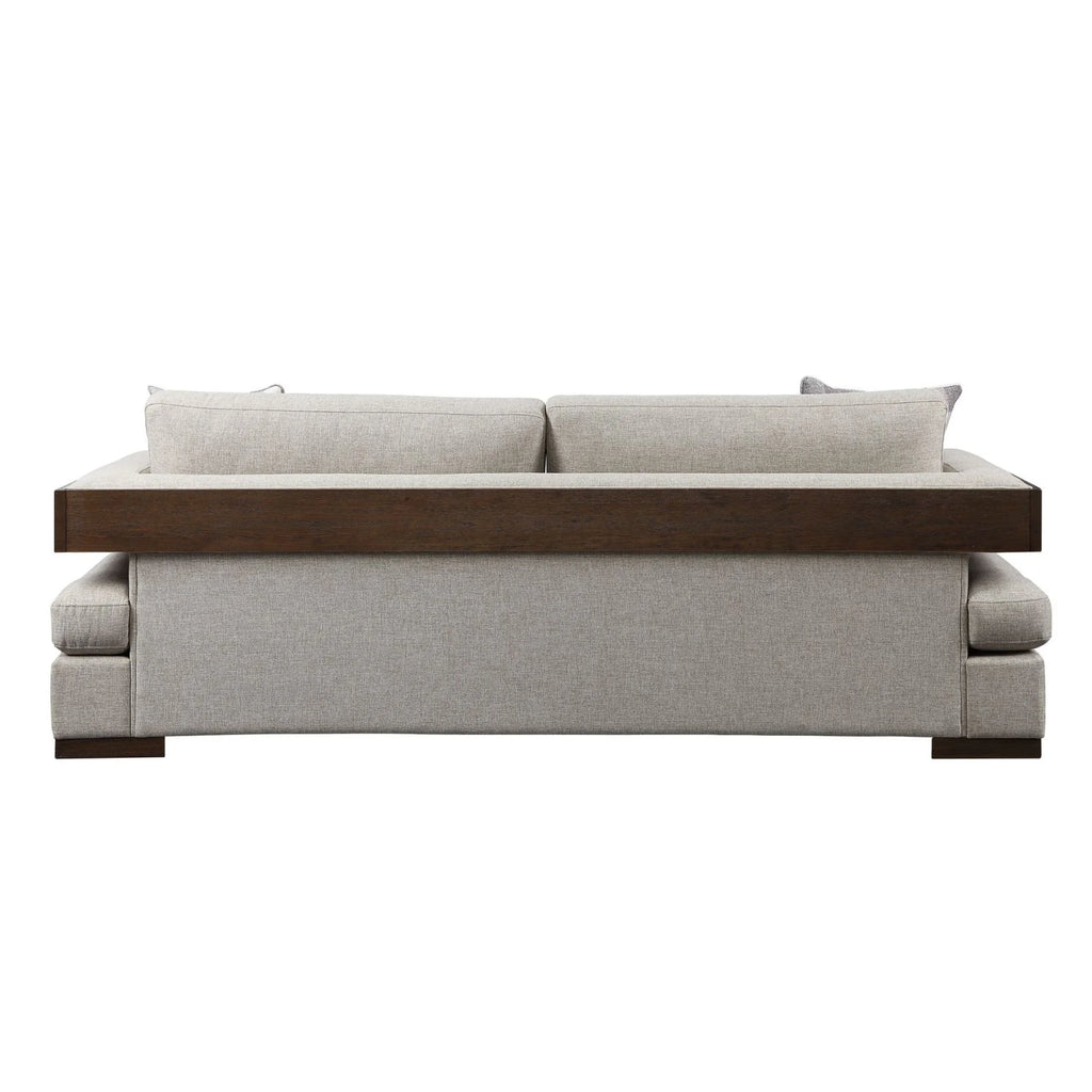 Fabric & Walnut Sofa with 4 Pillows L362241