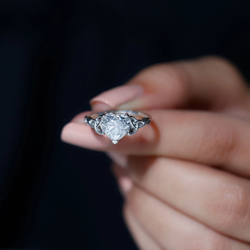 2 CT Heart Shaped Moissanite Solitaire Gold Engagement Ring, 925 Sterling Silver K25216