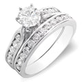 14k White Gold Round Diamond Bridal Engagement Ring Set, Size 8 U1552
