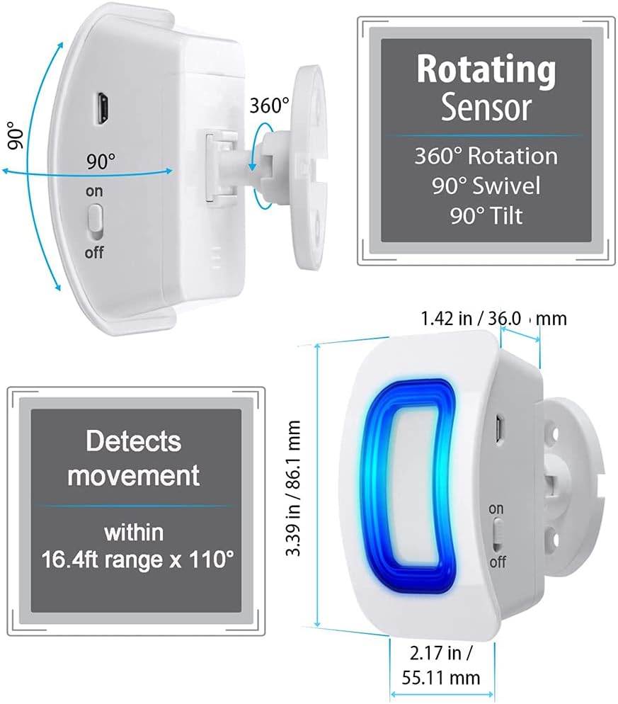 Wireless Motion Sensor Alert Room Bed Alarm with 3 Receivers and 2 Sensors G231816