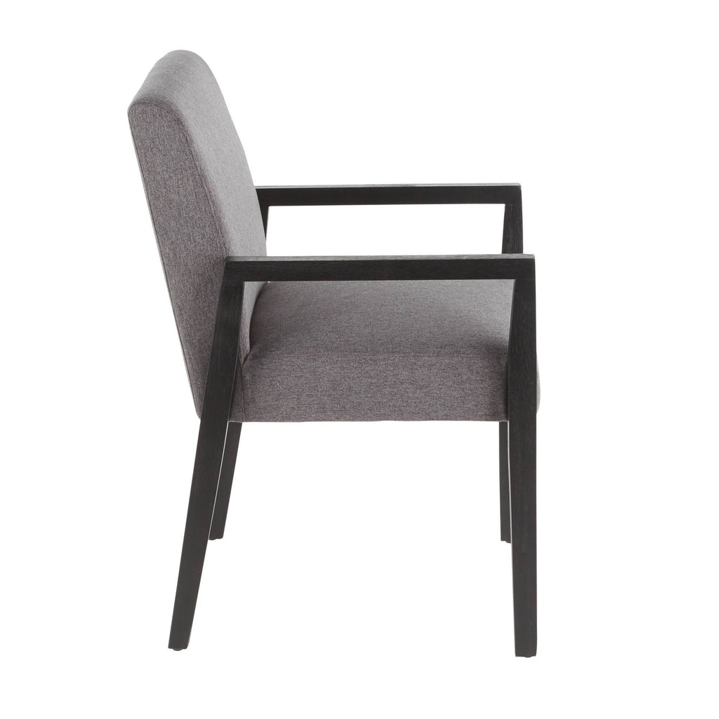 Grey Fabric and Black Wood Arm Chair (Set of 2) A350