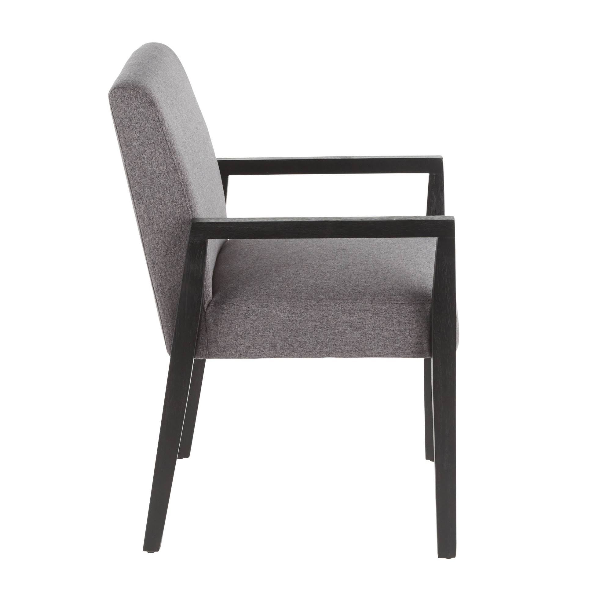 Grey Fabric and Black Wood Arm Chair (Set of 2) A350