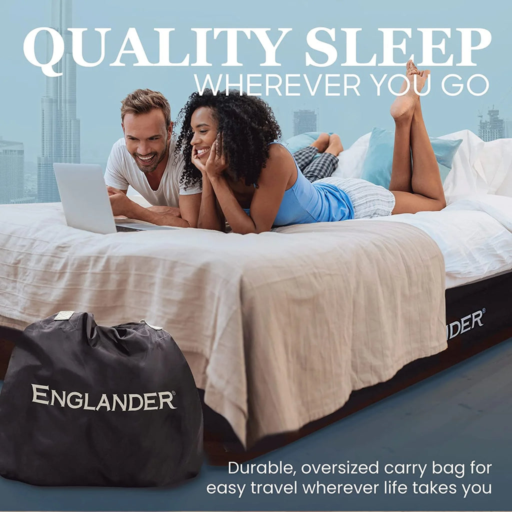 Queen Size Microfiber Air Mattress with Built-in Pump and Carry Bag I458