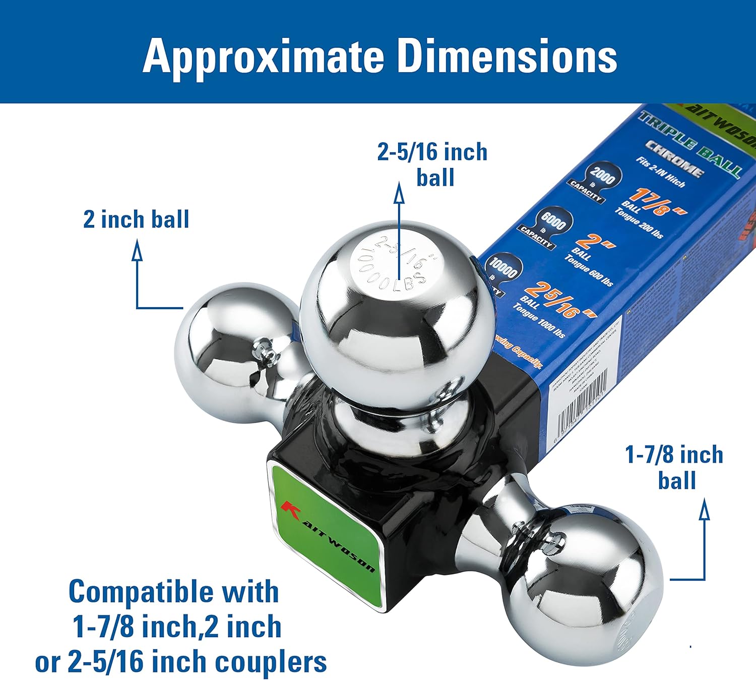 Tri Ball Mount with Hook, Chrome Pack of 2 S386