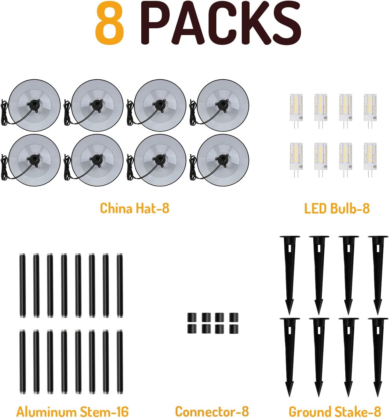 Black Cast-Aluminum Outdoor Path Light 8PK Y411717
