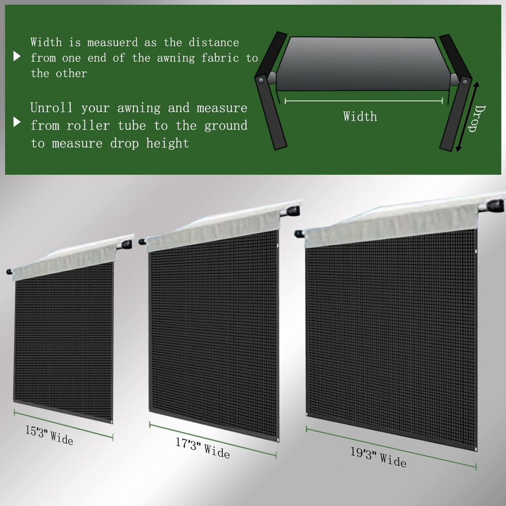 Black Mesh Awning Shade Screen 15' x 9' D6596