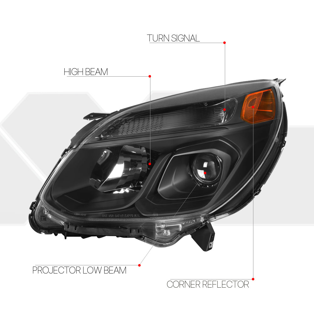 Black Housing Projector Headlight Lamp Amber Turn Signal R3114