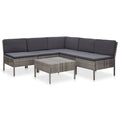 6 Piece Outdoor Conversation Set Gray Poly Rattan Patio Sectional with Coffee Table H359
