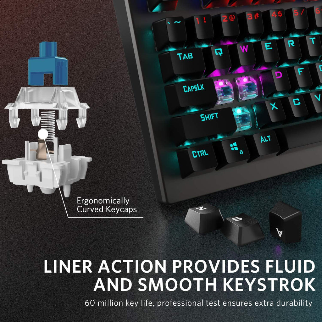Wired RGB Rainbow Backlit Mechanical Keyboard with Blue Switches E208