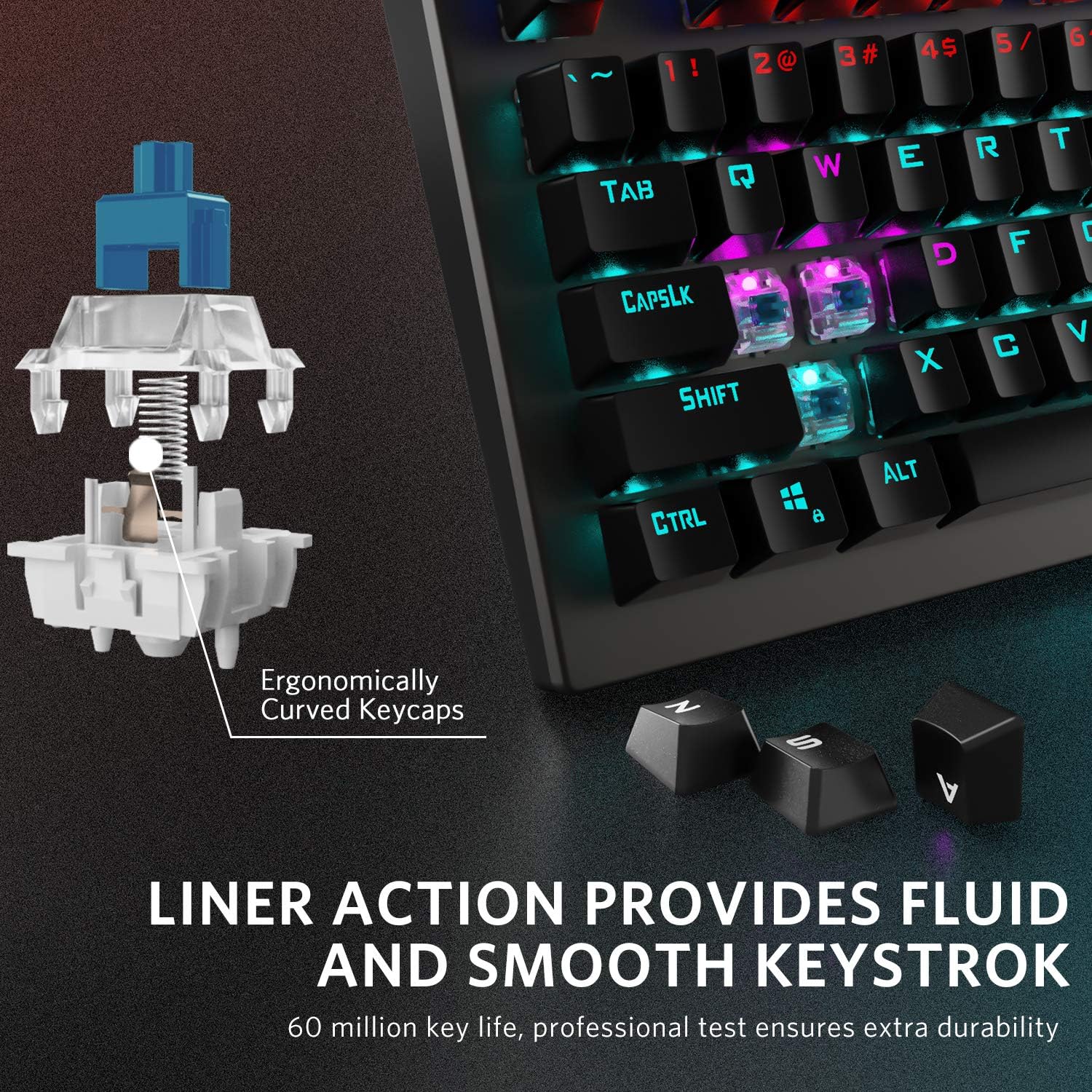 Wired RGB Rainbow Backlit Mechanical Keyboard with Blue Switches E208