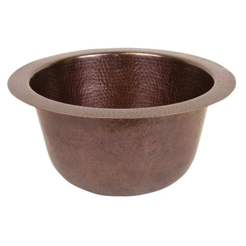 Antique Copper Solid Hand Hammered Copper 16-inch Diameter Round Bar Sink R378