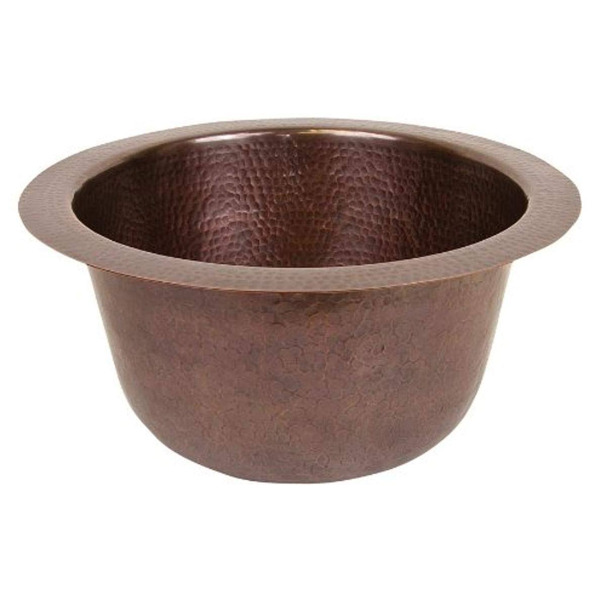 Antique Copper Solid Hand Hammered Copper 16-inch Diameter Round Bar Sink R378