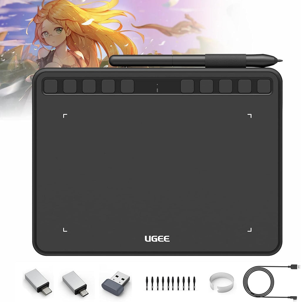 Wireless Graphics Drawing Tablet 6x4 Inch with Battery-Free Stylus S345
