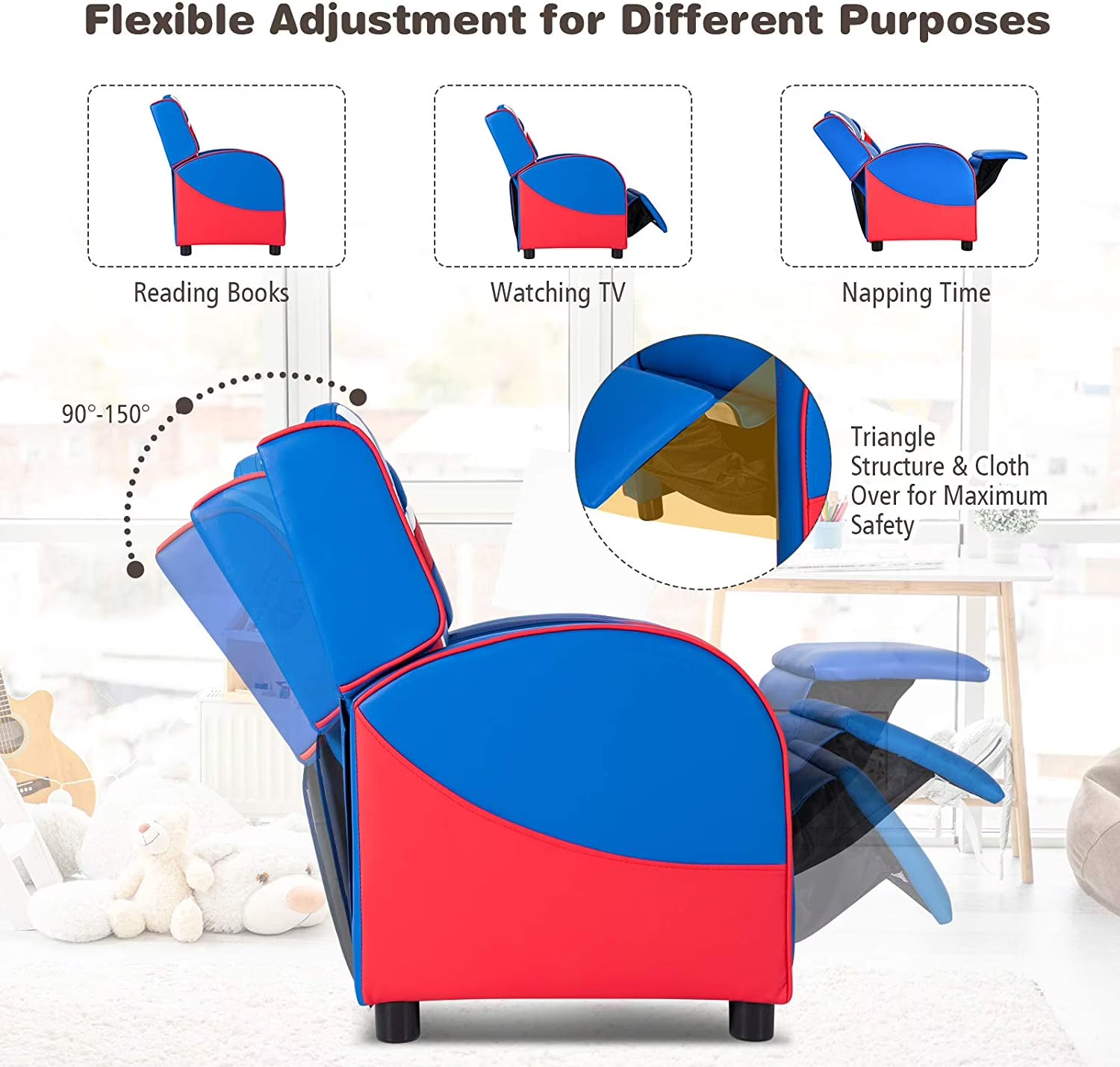 Kids Recliner Gaming Chair with Side Pocket V722