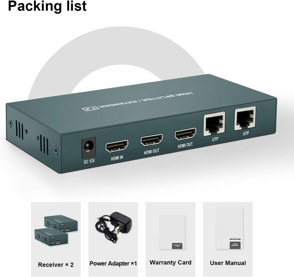 HDMI Extender Splitter 1x2, 165ft (50m) over CAT5e/CAT6/CAT7 Cable P666
