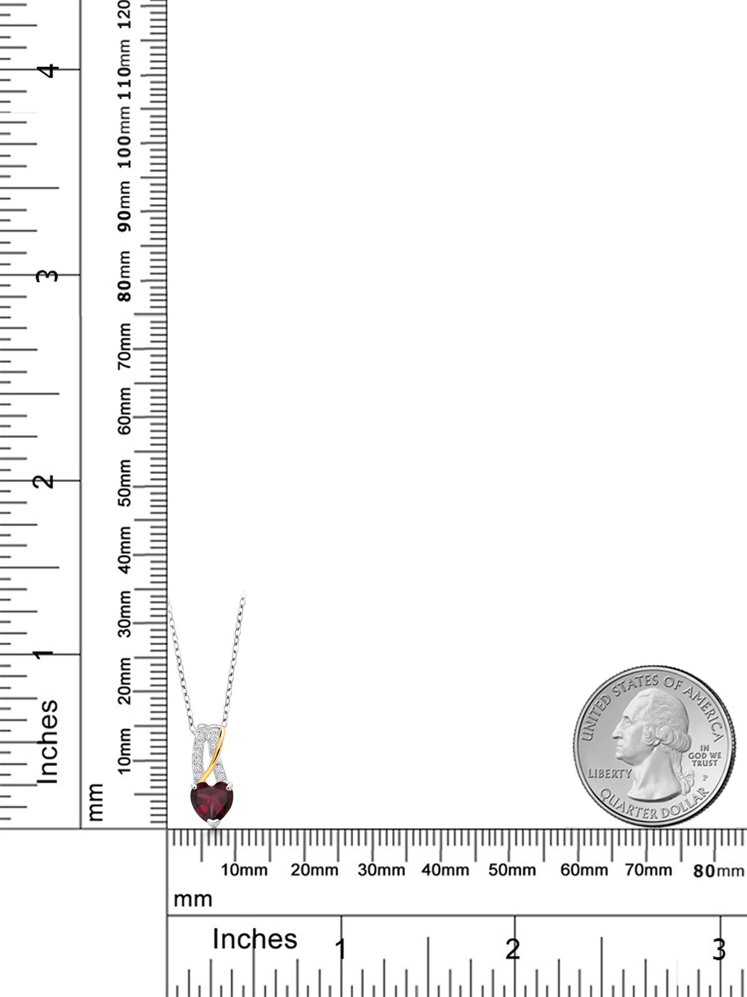 Red Rhodolite Garnet and White Lab Grown Diamond Pendant Necklace P43284