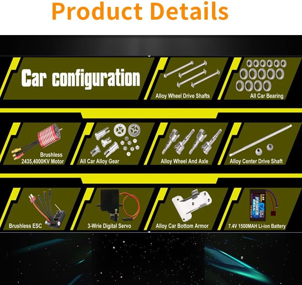1/18 RC Car 4WD Brushless Offroad Truck with Two Rechargeable Batteries I240