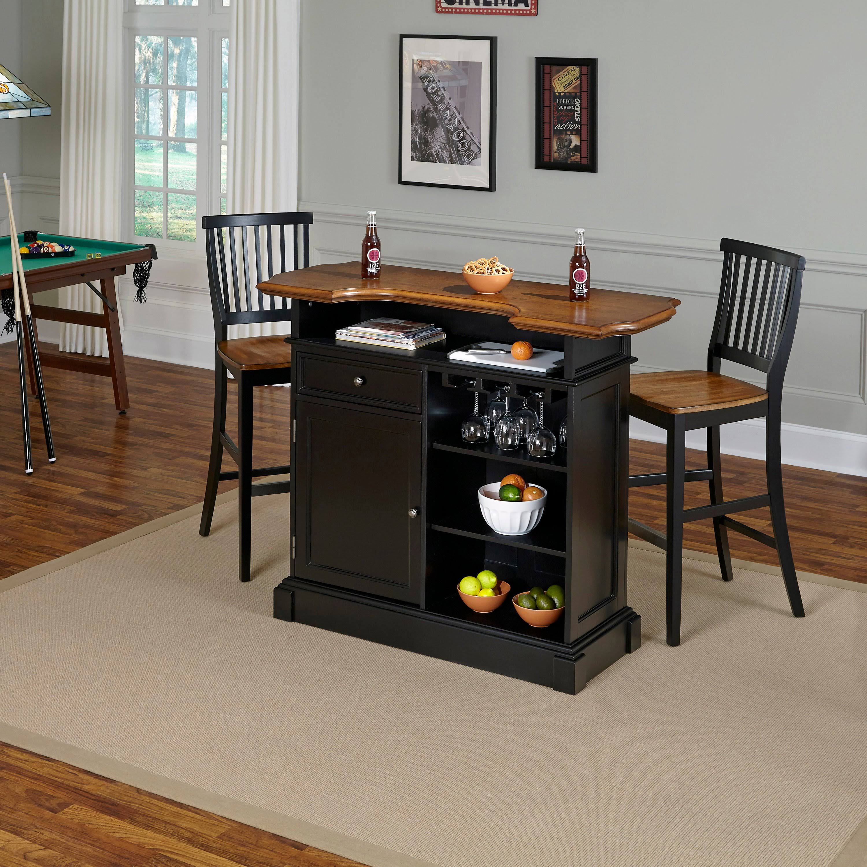 Black Bar and Two Stools V604
