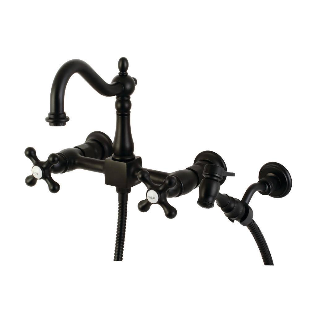 Polished Nickel Wall Mount Bridge Kitchen Faucet with Brass Sprayer K9979