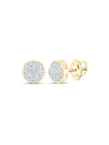 10kt Yellow Gold Mens Diamond Circle Cluster Stud Earrings Y261