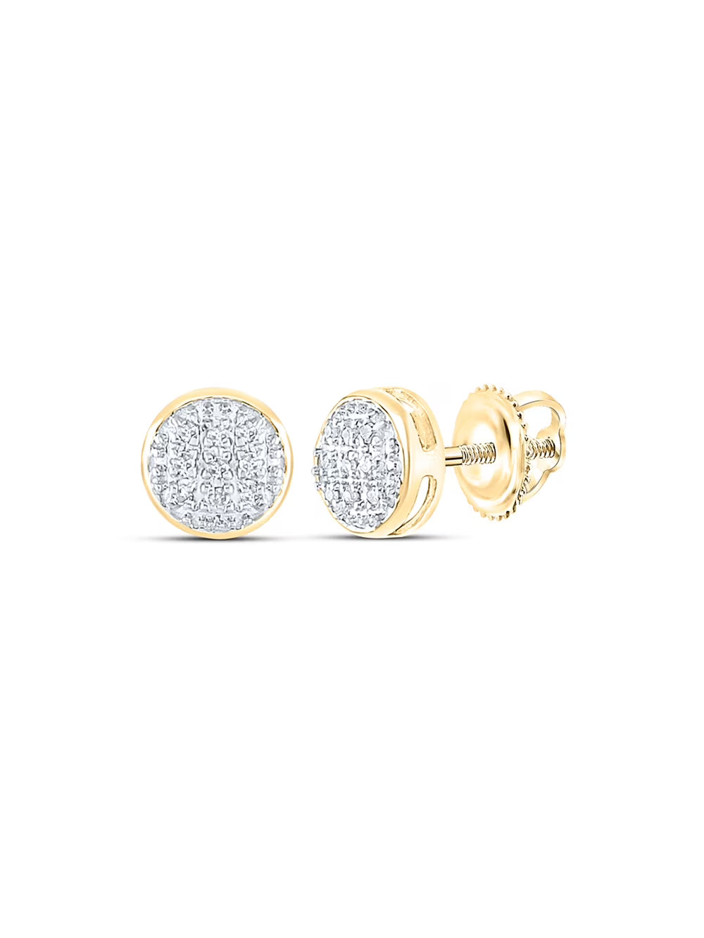 10kt Yellow Gold Mens Diamond Circle Cluster Stud Earrings Y261