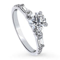 Sterling Silver Solitaire Engagement Ring 1 Carat Round Cubic Zirconia Rhodium Plated Size 9 W5874