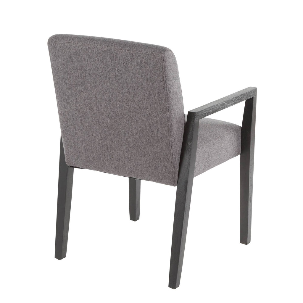 Grey Fabric and Black Wood Arm Chair (Set of 2) A350