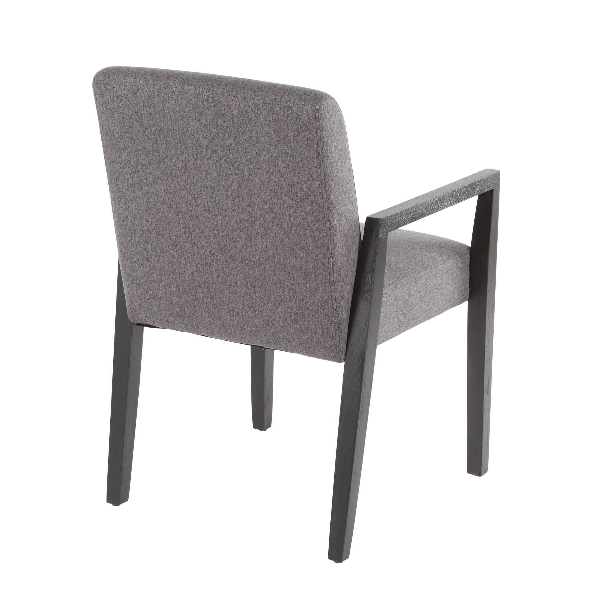 Grey Fabric and Black Wood Arm Chair (Set of 2) A350