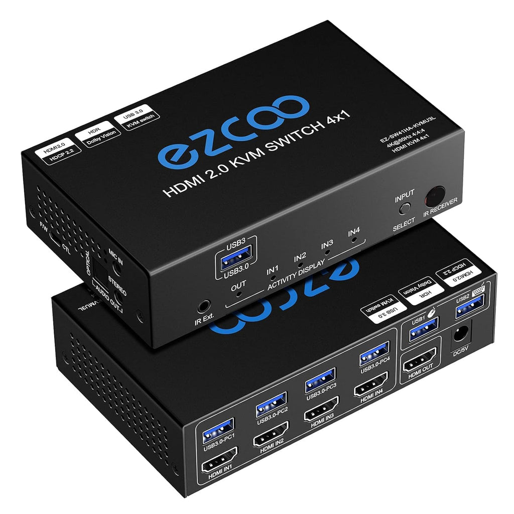 4-Port USB 3.0 KVM Switch HDMI 4K 60Hz with USB Peripheral Hub P29935