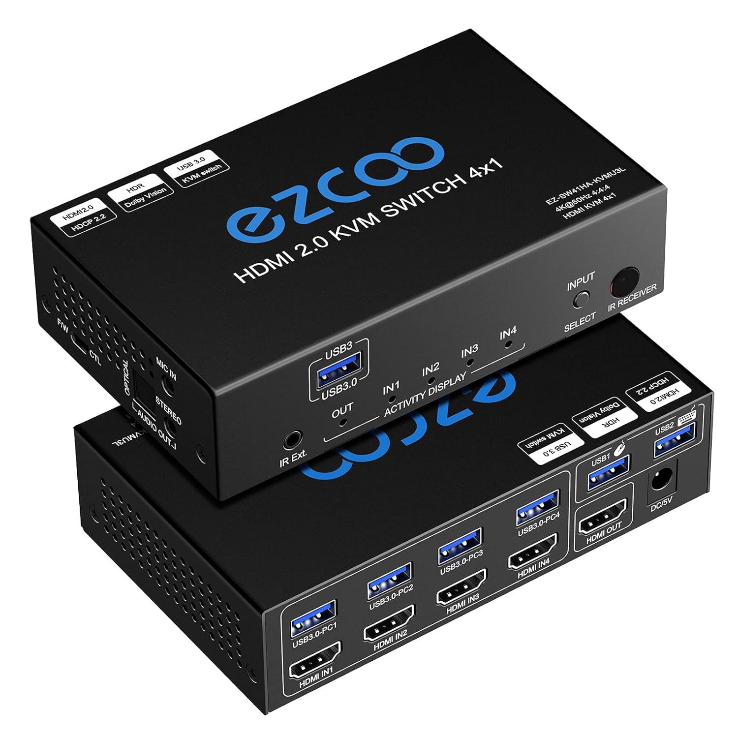 4-Port USB 3.0 KVM Switch HDMI 4K 60Hz with USB Peripheral Hub P29935