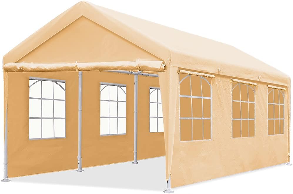 10'x20' Heavy Duty Carport Canopy with Windows S732015