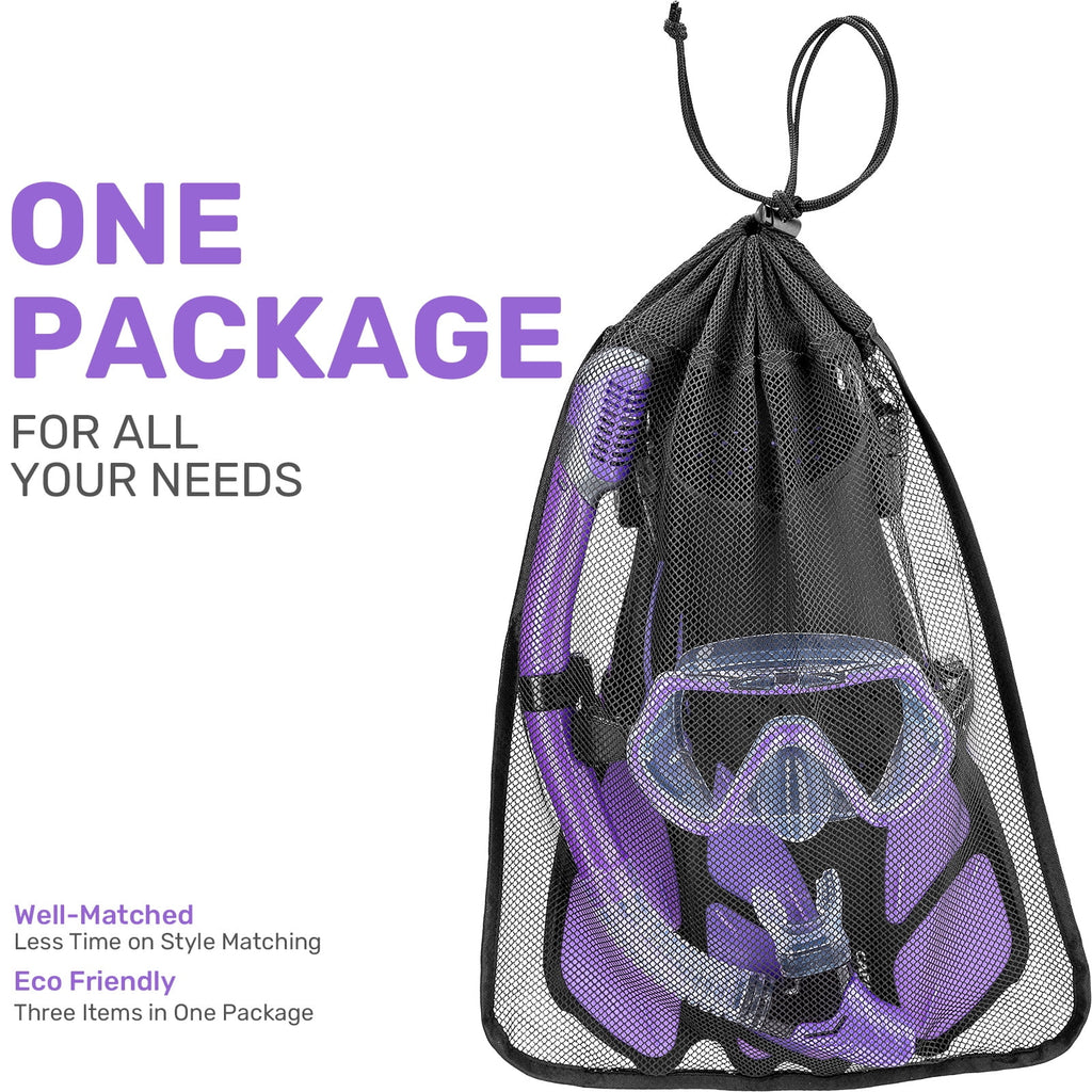 Snorkel Mask Fins Set with Carrying Bag C5896