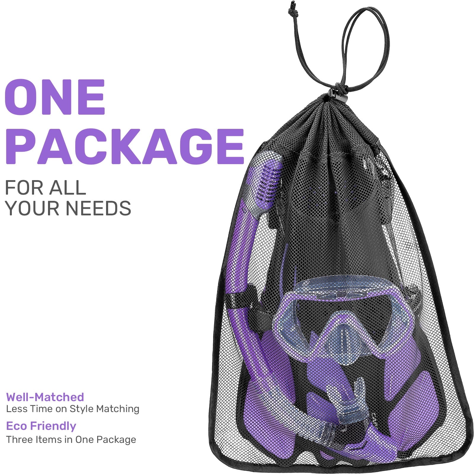 Snorkel Mask Fins Set with Carrying Bag C5896