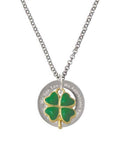 Opaque Green Four Leaf Clover Ring Necklace P53790