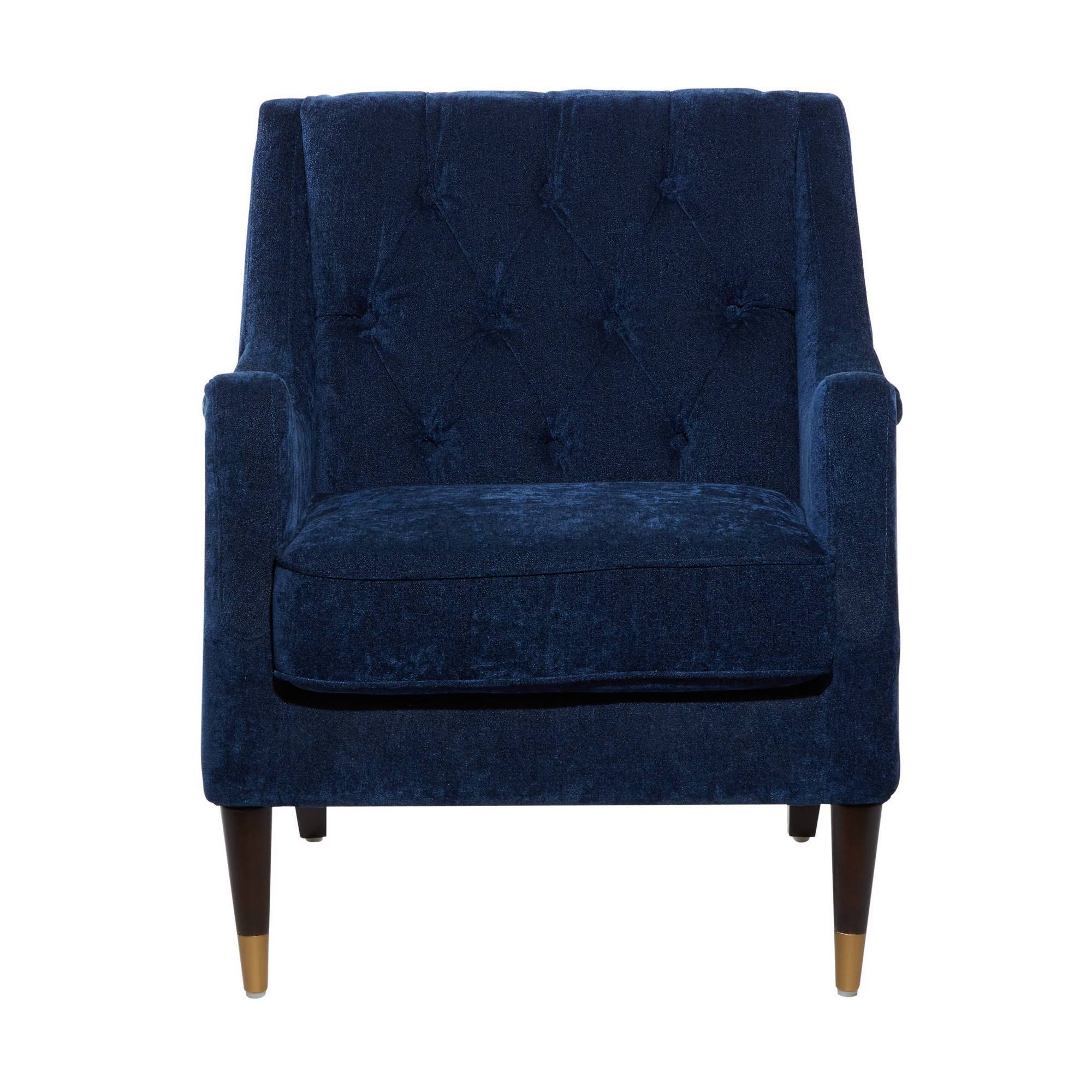 Blue Polyester and Wood Accent Chair P4340
