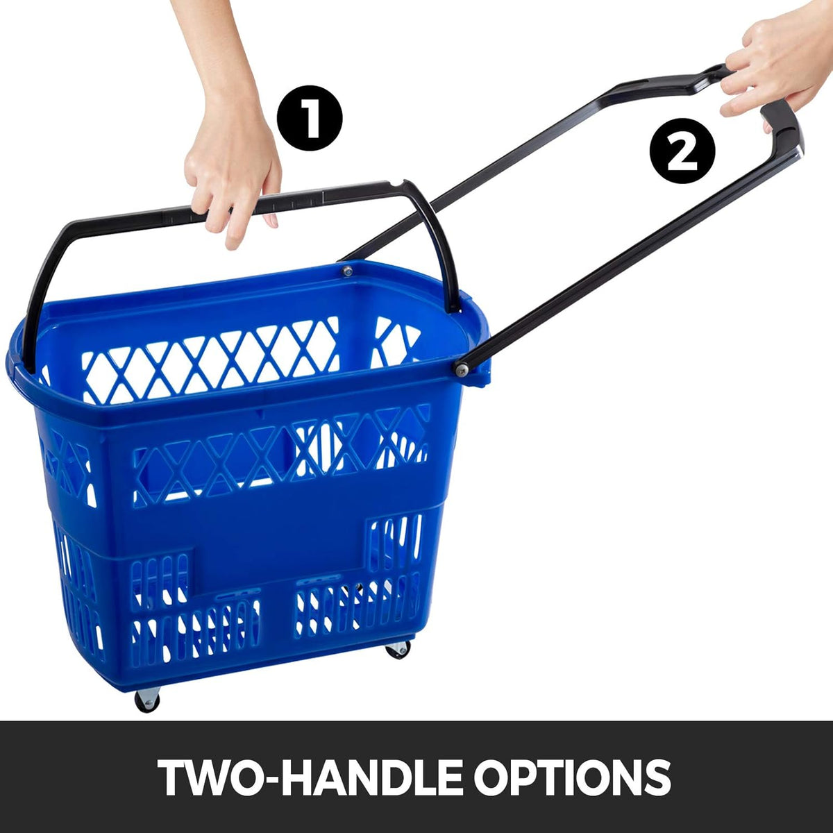 Blue Plastic Shopping Basket Set with Wheels C952004