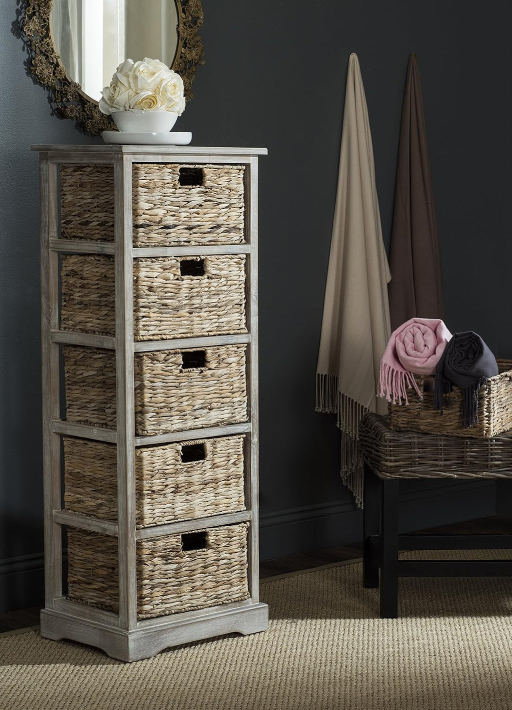 Wicker Basket Storage Tower Z984