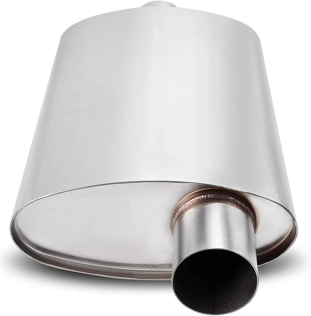 2.5" Inlet/Outlet Stainless Steel Welded Oval Muffler, 19" Overall Length, Pack of 2 N72797
