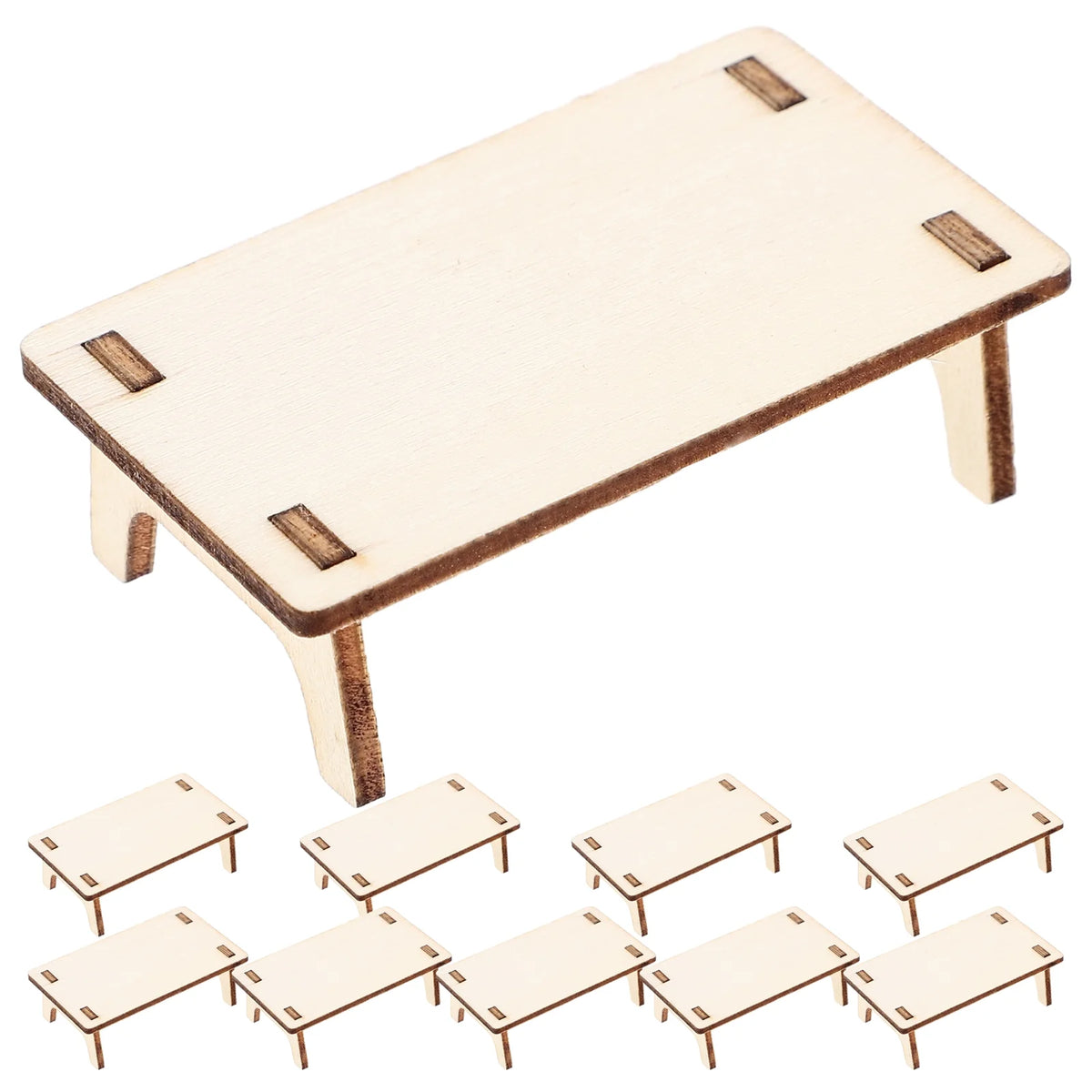 10pcs Mini Wooden Table Model Furniture Ornament T24715