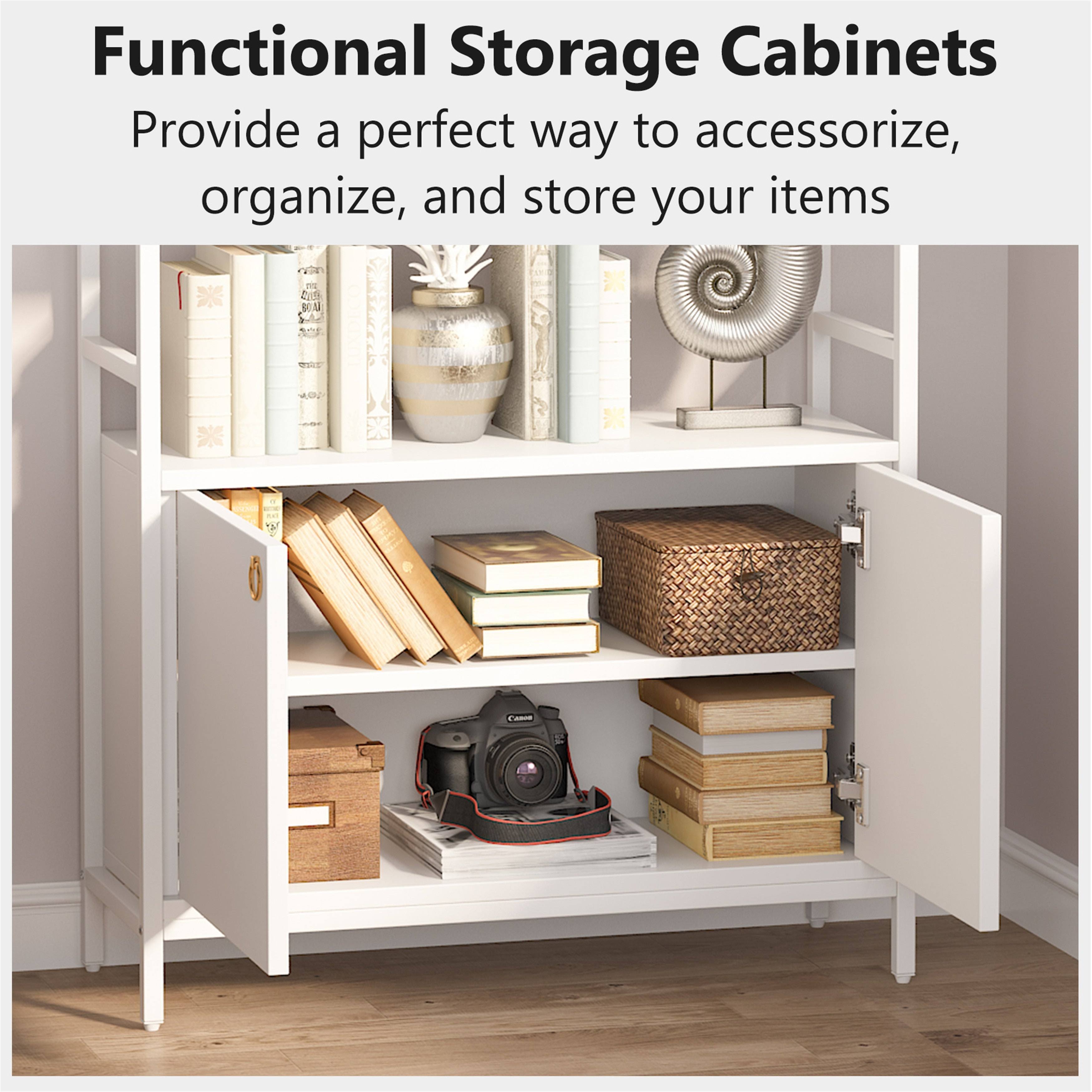 White Bookcase with Storage Cabinet H492