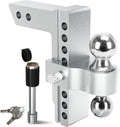 Adjustable Trailer Hitch Ball Mount, 2-Inch Receiver, 8-Inch Drop, Forged Aluminum Shank, 2-Inch and 2-5/16-Inch Combo Stainless Steel Tow Balls with Double Pin Key Locks S386309