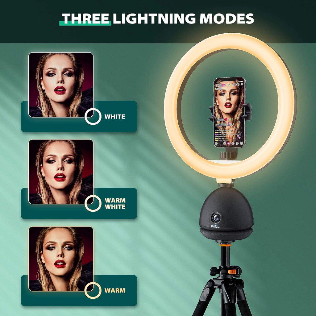 Auto Face Tracking Phone Holder with 10'' Selfie Ring Light and Tripod Stand Y108375