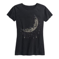 Moon And Falling Stars Metallic Women's Short Sleeve Graphic T-Shirt L6648