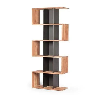 Geometric Acacia Wood Bookcase D51552