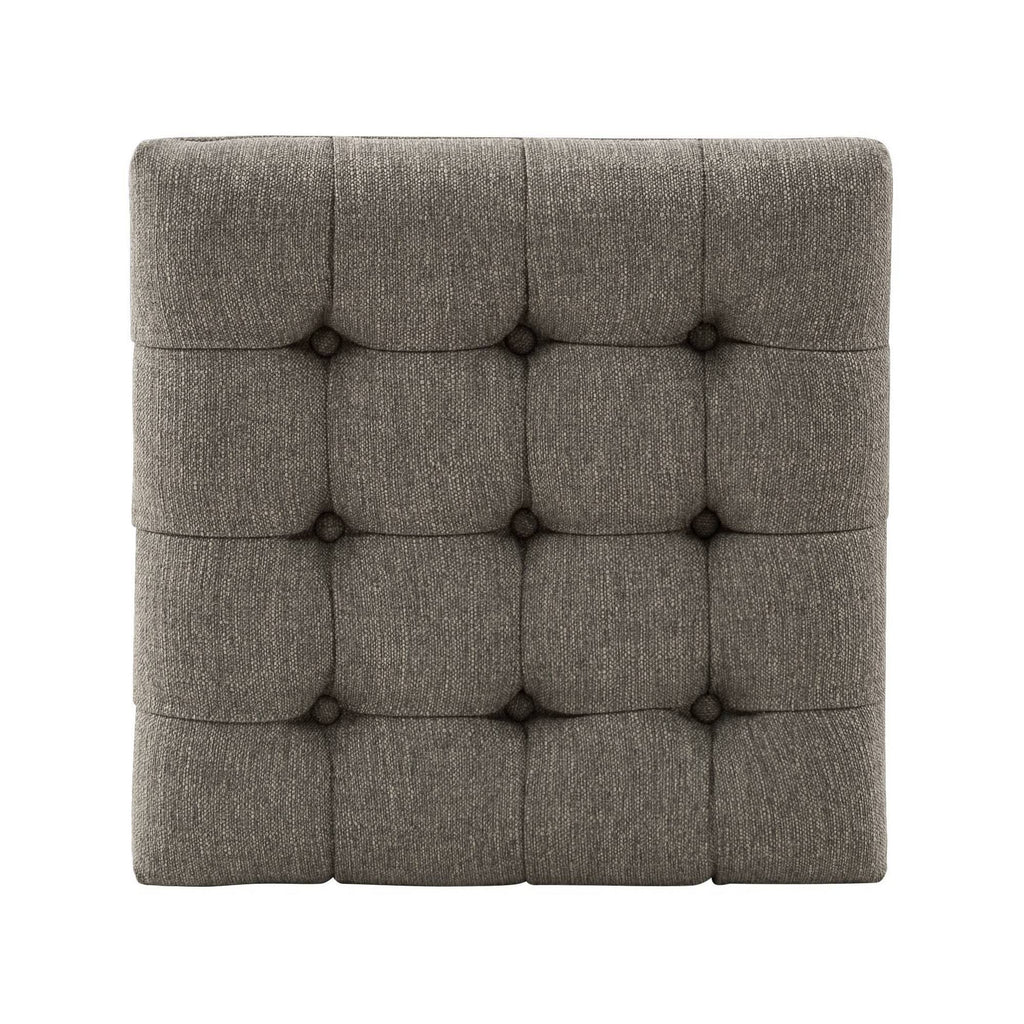 Grey Button Tufted Metal Ottoman U1933