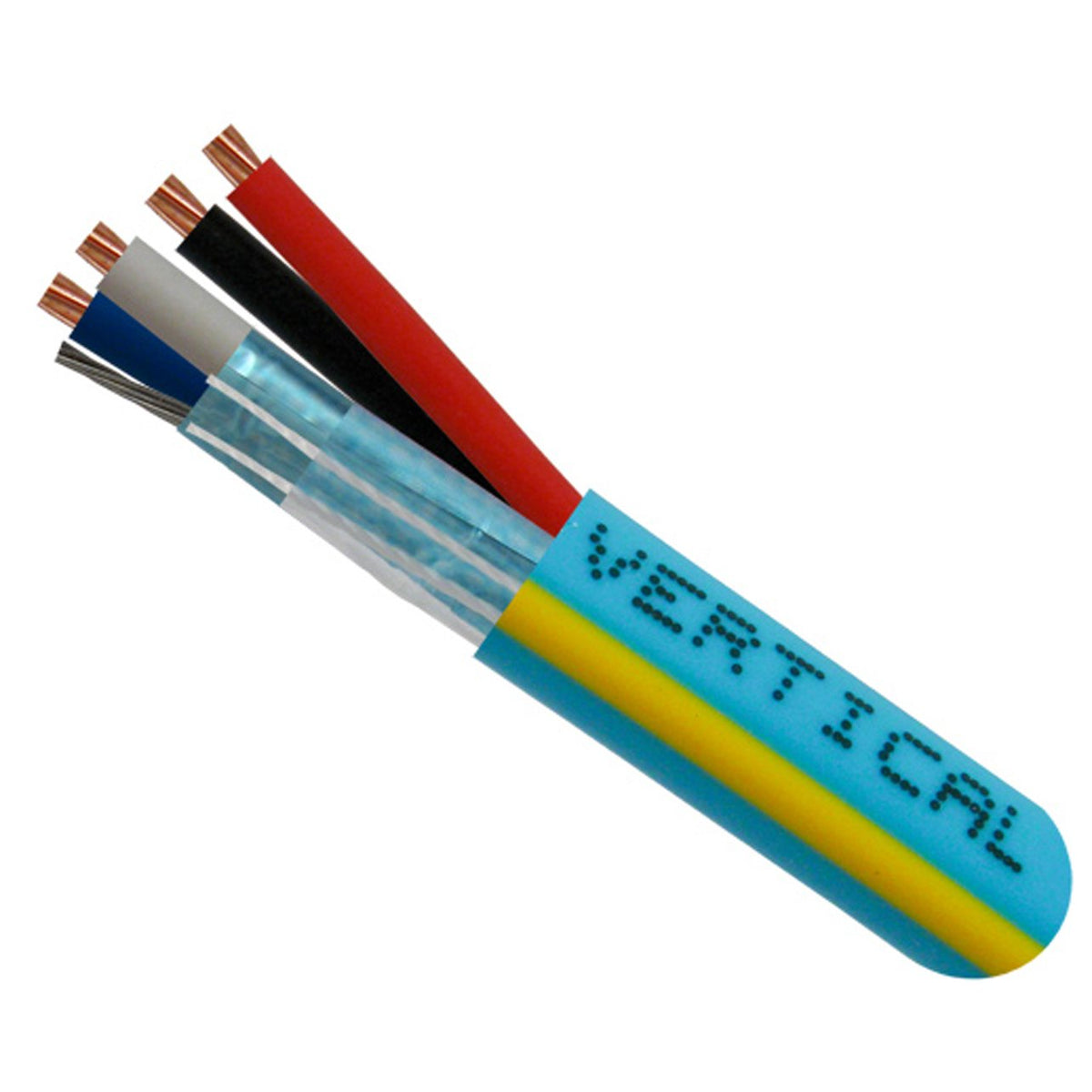 22AWG/2 Shielded Data + 18AWG/2 Power Stranded Bare Copper Cable, Teal with Yellow Stripe, 1000ft T334