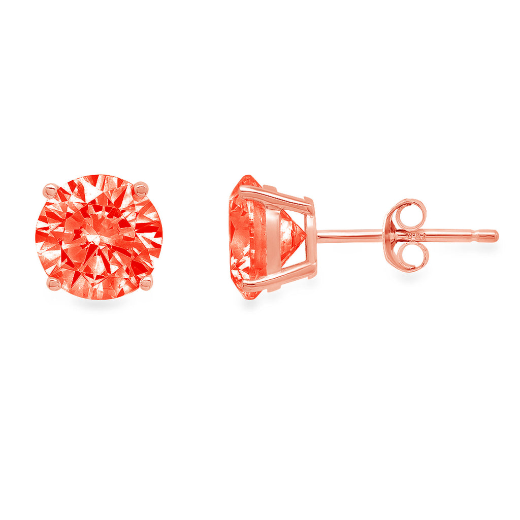 0.2 ct Solitaire Studs VVS1 Red Simulated Diamond Solid 18K Rose Gold Earrings V38315