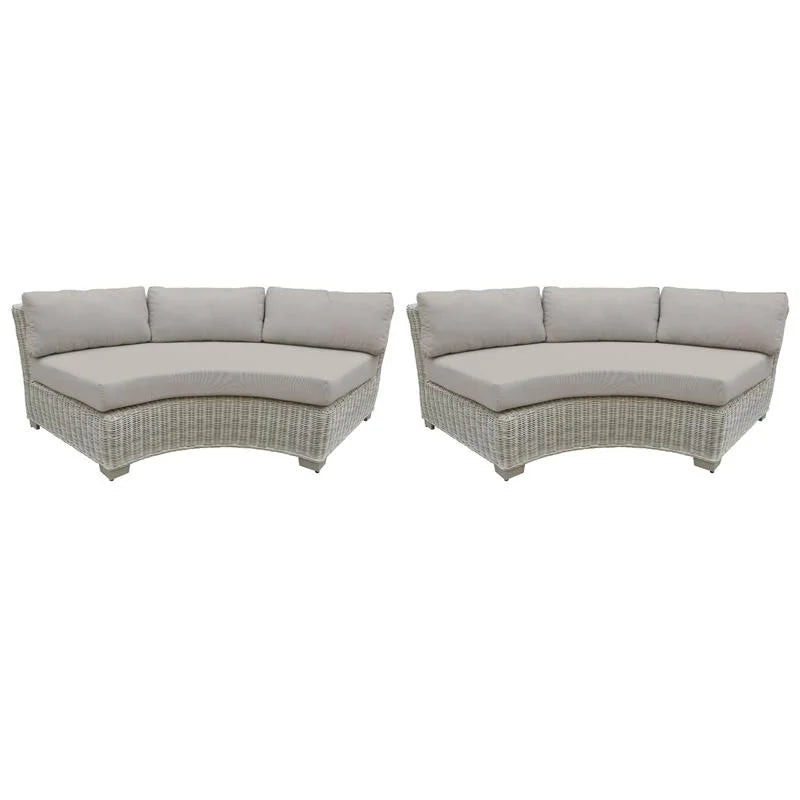 Beige Curved Armless Outdoor Wicker Patio Sofa D554033