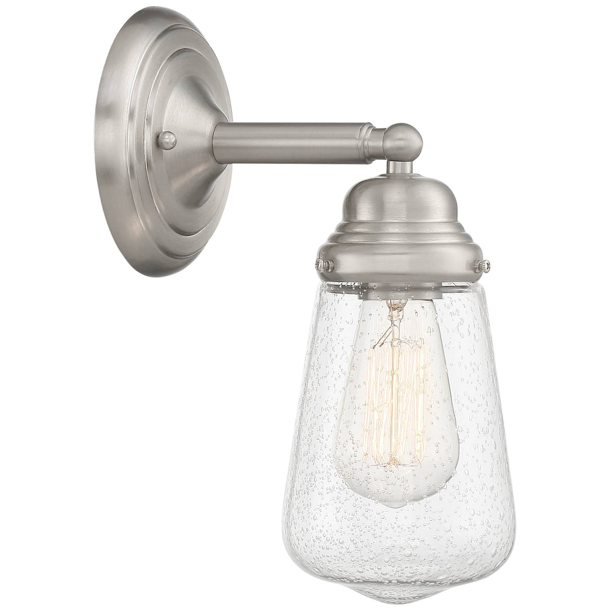 Brushed Nickel Industrial Wall Light Sconce Seedy Glass Fixture X231177